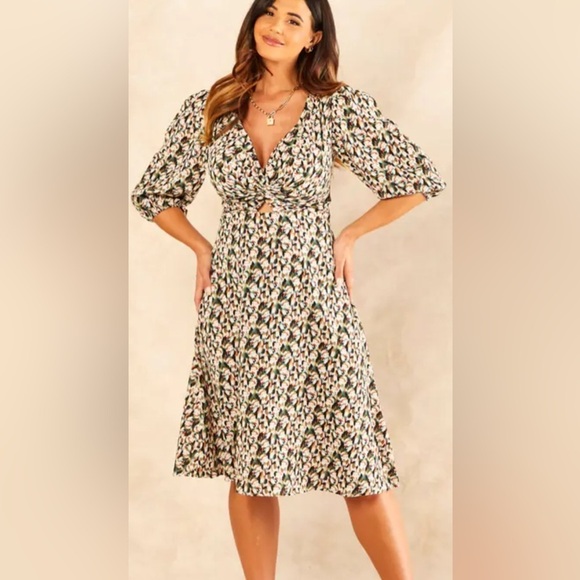 blue vanilla Dresses & Skirts - 🌸 Blue Vanilla Knot Front Keyhole Midi boho dress| V-Neck | US 10 / M |